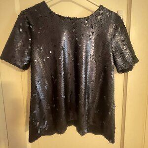 J.O.A Navy Sequin Zip up Top